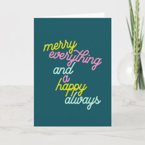 Merry Everything Happy Always Mint Teal Holiday Card