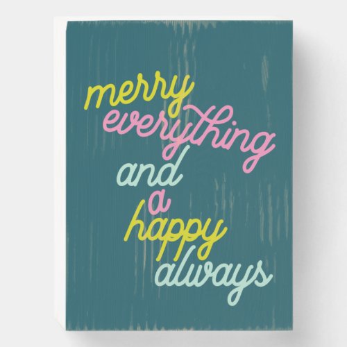 Merry Everything Happy Always Mint Teal Holiday Wooden Box Sign