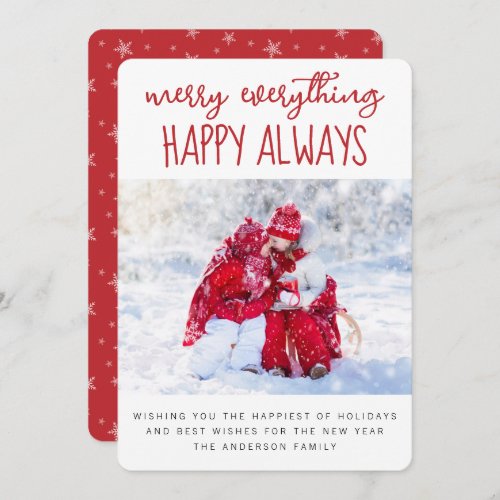 Merry Everything Happy Always Photo  Holiday Card