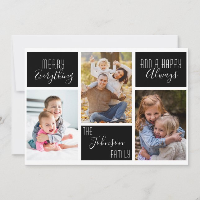 Merry Everything Happy Always Stars Photo Collage Holiday Card (Front)