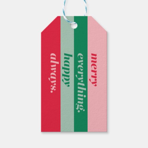 Merry Everything Happy Always Striped Gift Tags
