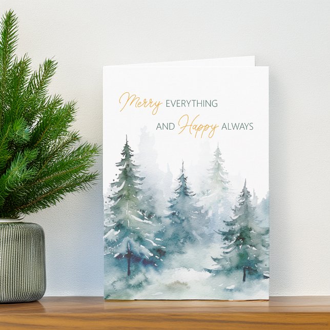 Merry Everything Happy Always Winter Trees Holiday Card (Merry Everything Happy Always Winter Trees Holiday Card)