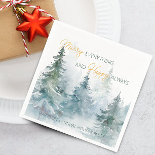 Merry Everything Happy Always Winter Trees Napkins