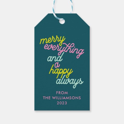 Merry Everything Happy Mint Teal Holiday Custom Gift Tags