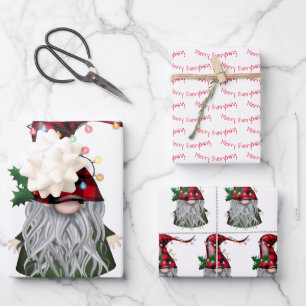 Merry Everything Holiday Gnome Wrapping Paper Sheets