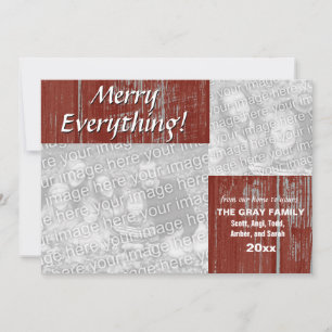 Merry Everything Holiday Greeting Rustic 2 Photos Card