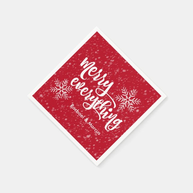 Merry Everything Holiday Snowfall Paper Napkins (Corner)