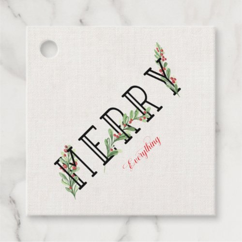 Merry Everything Holly Branches And Berries Favor Tags