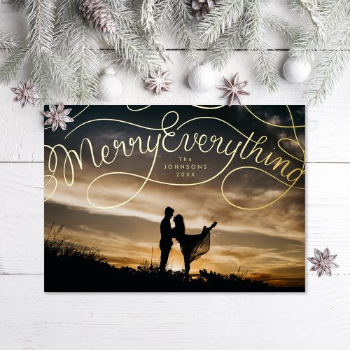 Merry Everything Lettering Foil Holiday Card