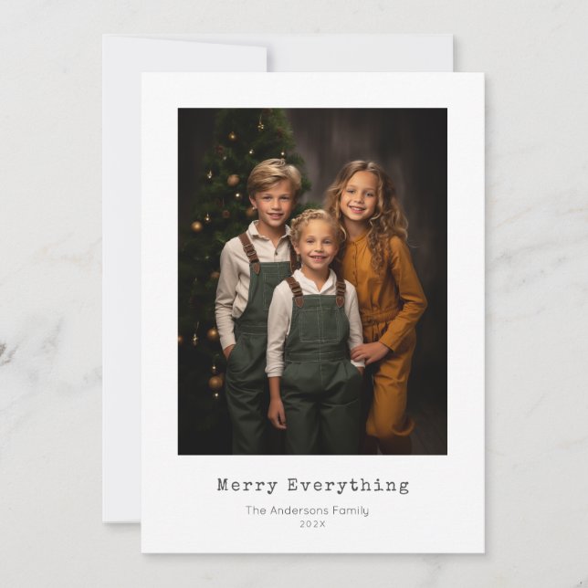Merry Everything, minimal christmas photo Holiday Card (Front)