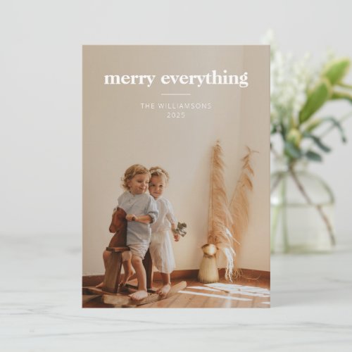 Merry Everything  Minimal Photo Overlay Christmas Holiday Card