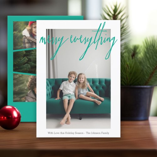 Merry Everything Modern Christmas 4 Photo colorful Holiday Card