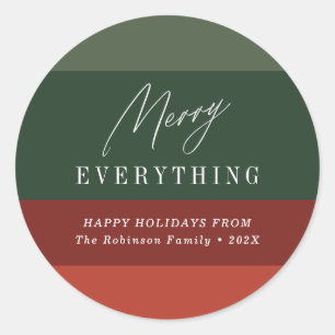 Merry everything modern colorful christmas classic round sticker