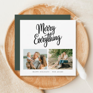 Merry Everything Modern Family 2 Photo Christmas Holiday Card