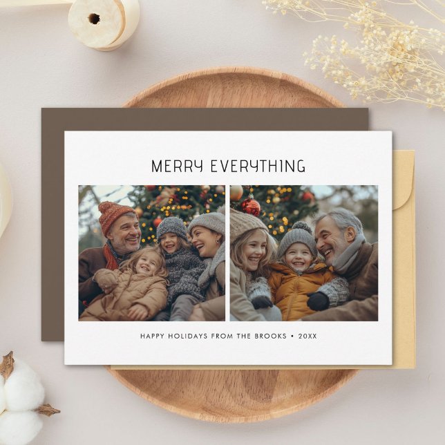 Merry Everything Modern Family Christmas Photo Holiday Card (Creator Uploaded)