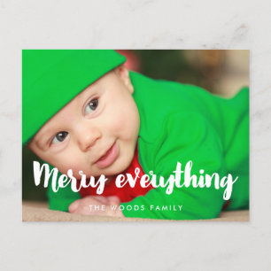 Merry everything Modern holiday photo Postcard