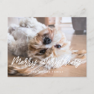 Merry everything Modern typography holiday photo Postcard