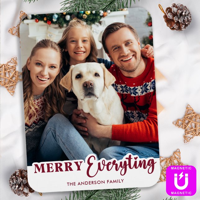 Merry Everything Personalized Modern Family Photo Magnet (Creator Uploaded)