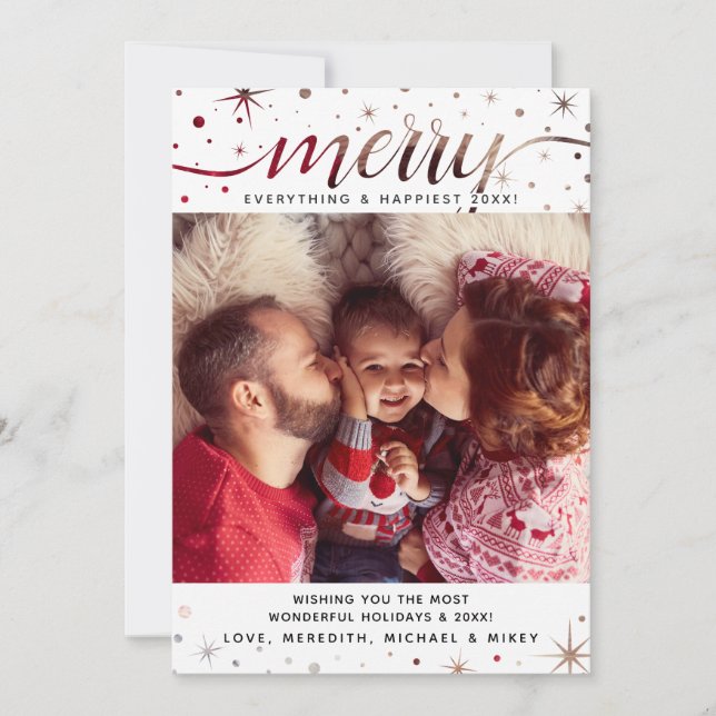 Merry Everything Photo Color Matching Text Effect Holiday Card (Front)