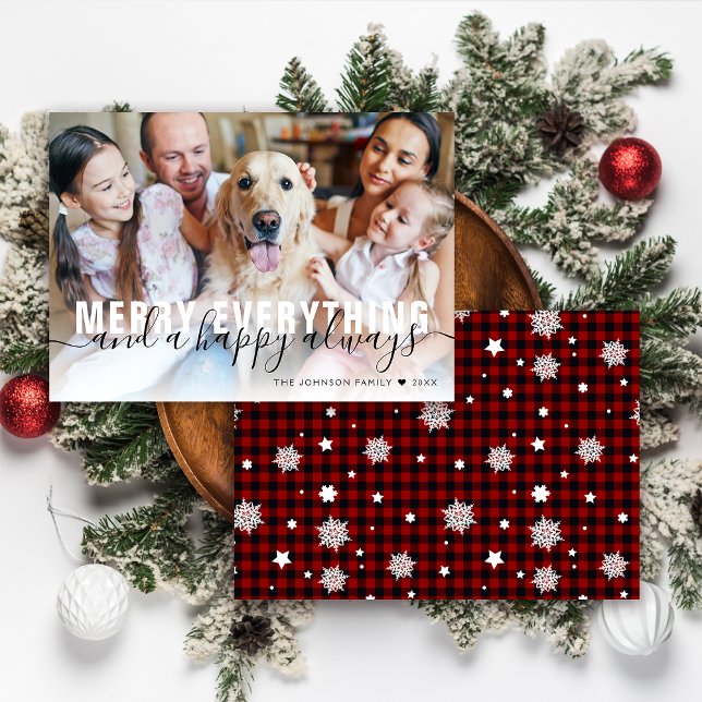 Merry Everything Plaid Photo Holiday Card (Creator Uploaded)