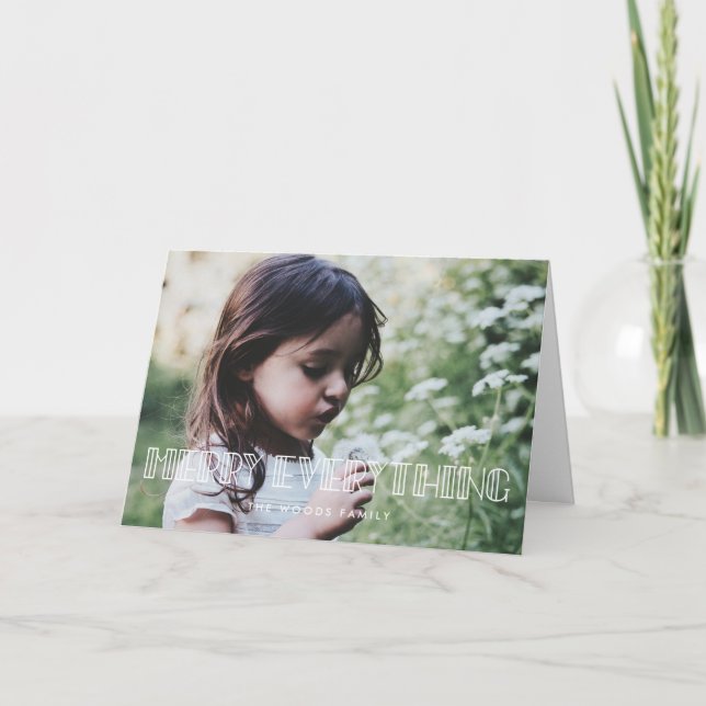 Merry Everything Retro Art Deco Photo Holiday Card (Front)