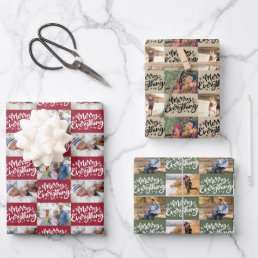 Merry Everything Script  6 Photo Checkerboard Wrapping Paper Sheets