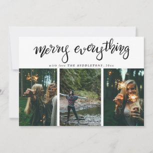 Merry Everything   Script Three Photo Holiday Card