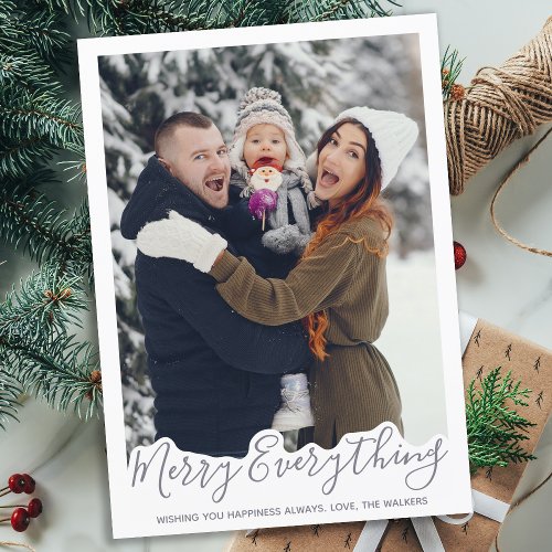 Merry Everything Simple Custom Family Photo  Holiday Card