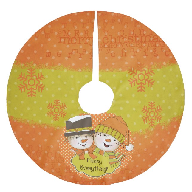 Merry Everything Snowmen Holiday Tree Skirt (Front)
