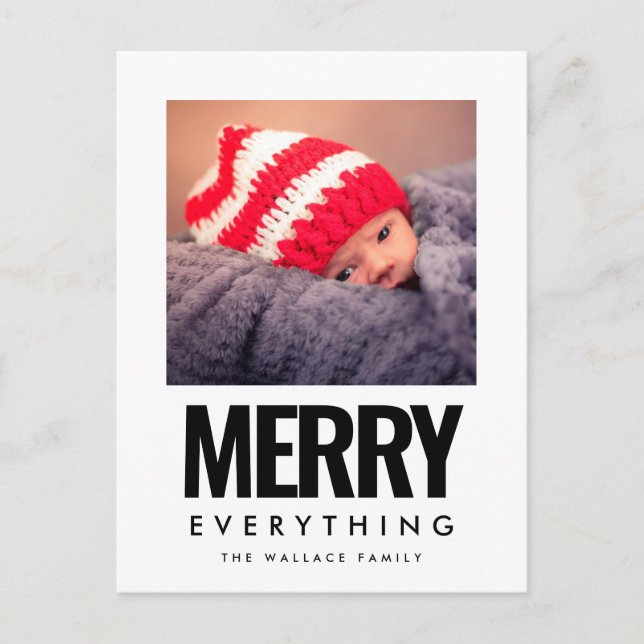 Merry everything square photo modern postcard (Front)