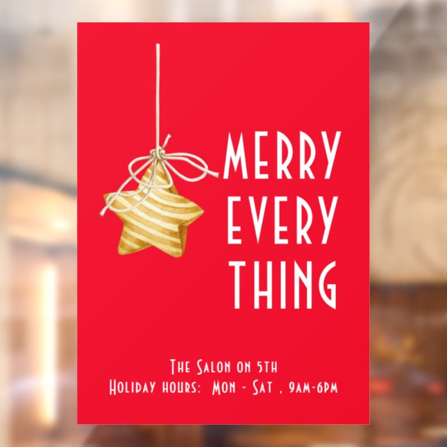 Merry Everything Star Ornament Holiday Window Cling (Sheet 2)