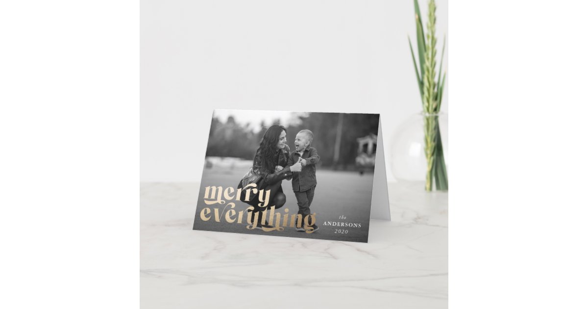Merry Everything Typography Photo Holiday Card | Zazzle