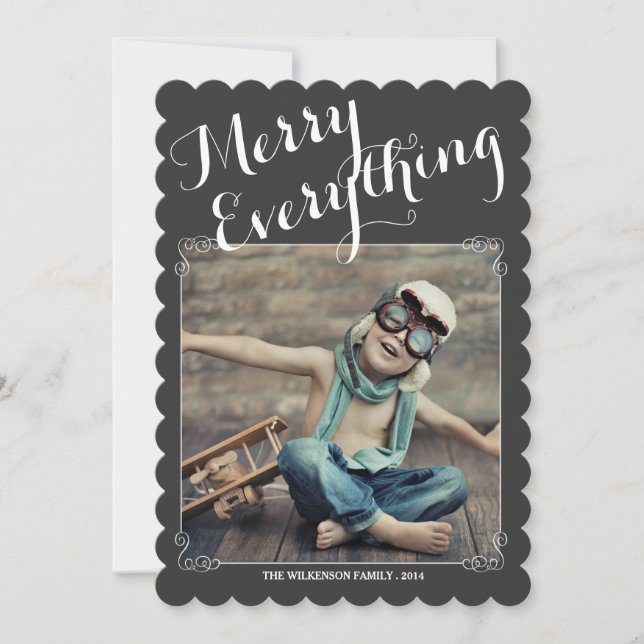 Merry Everything Vintage Christmas Photo Card (Front)