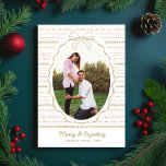 Merry & Expecting Cute Bow, 2 Photos Christmas  Holiday Card<br><div class="desc">A fun holiday card featuring your photo surrounded by a hand drawn oval frame and bow and highlighted with doodle lines. Add another photo and message to the back. Perfect for those who are expecting, a family with a new baby or just about anyone. Fun and unique yet simple and...</div>