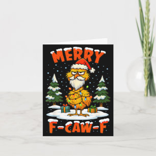 Merry F-caw-f Chicken Christmas Funny Rooster Men Card