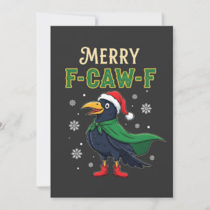 Merry F-Caw-F Funny Christmas Raven Crow Santa Holiday Card