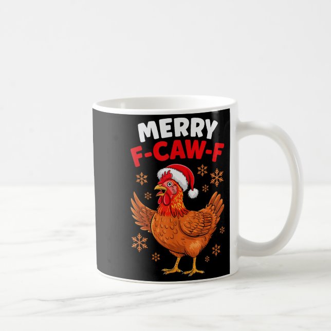 Merry F-caw-f Funny Christmas Santa Chicken  Coffee Mug (Right)