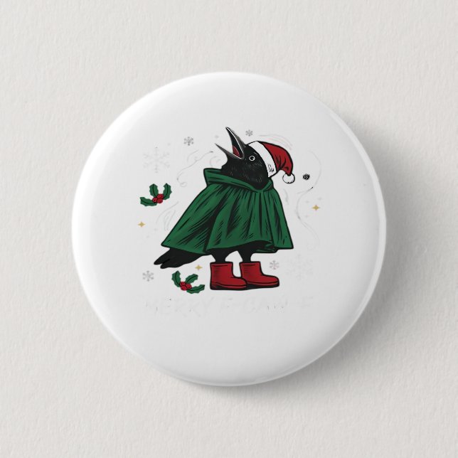 Merry F Caw F Funny Graphic Style Button (Front)