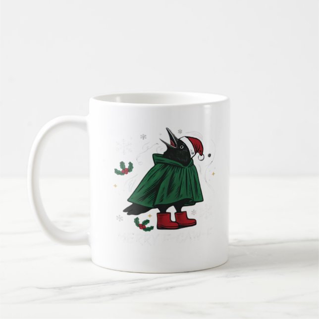 Merry F Caw F Funny Graphic Style Coffee Mug (Left)