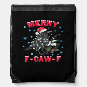 Merry F-Caw-F Funny & Vintage Design Drawstring Bag