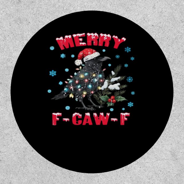 Merry F-Caw-F Funny & Vintage Design Patch (Front)