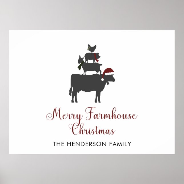 Merry Farmhouse Christmas Family Name Personalized Poster (Front)