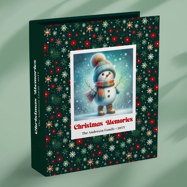 Merry festive Christmas snowman custom kids memory 3 Ring Binder (Merry festive Christmas snowman custom kids memory binder)