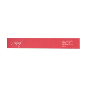 Merry Festive Red Hand Lettered Christmas Wrap Around Address Label