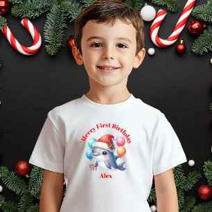 Merry First Birthday Christmas Baby Gift T-Shirt
