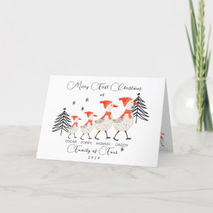 Merry First Christmas As Family Of Four Thank You Card