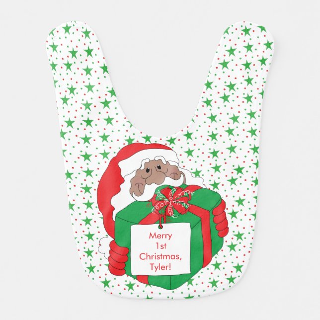 Merry First Christmas Baby Bib (Front)