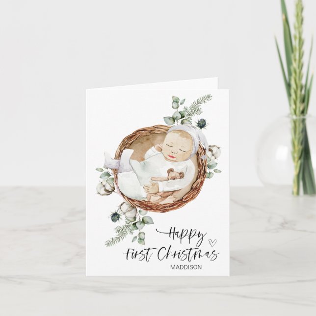 Merry First Christmas Baby Daughter Son from Mom Card (Front)