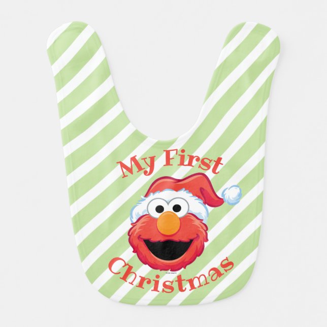 Merry First Christmas Elmo Baby Bib (Front)
