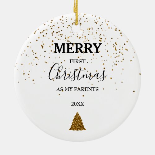 Merry First Christmas Parents Baby Photo Ceramic Ornament